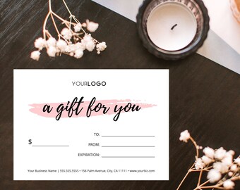 Editable Gift Certificate Template with Logo (Digital Download)