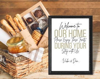 Airbnb Gift Basket Sign: Welcome Treat Card (Canva Template)