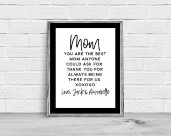 Personalized Wall Art, Mom Gift From Daughter, Custom Mother Son Print, Mom Birthday Gift, Family Portrait, Christmas Gift for Mom,