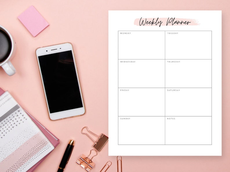 Weekly Planner Printable to Do List Print at Home Diary Calendar Page ...