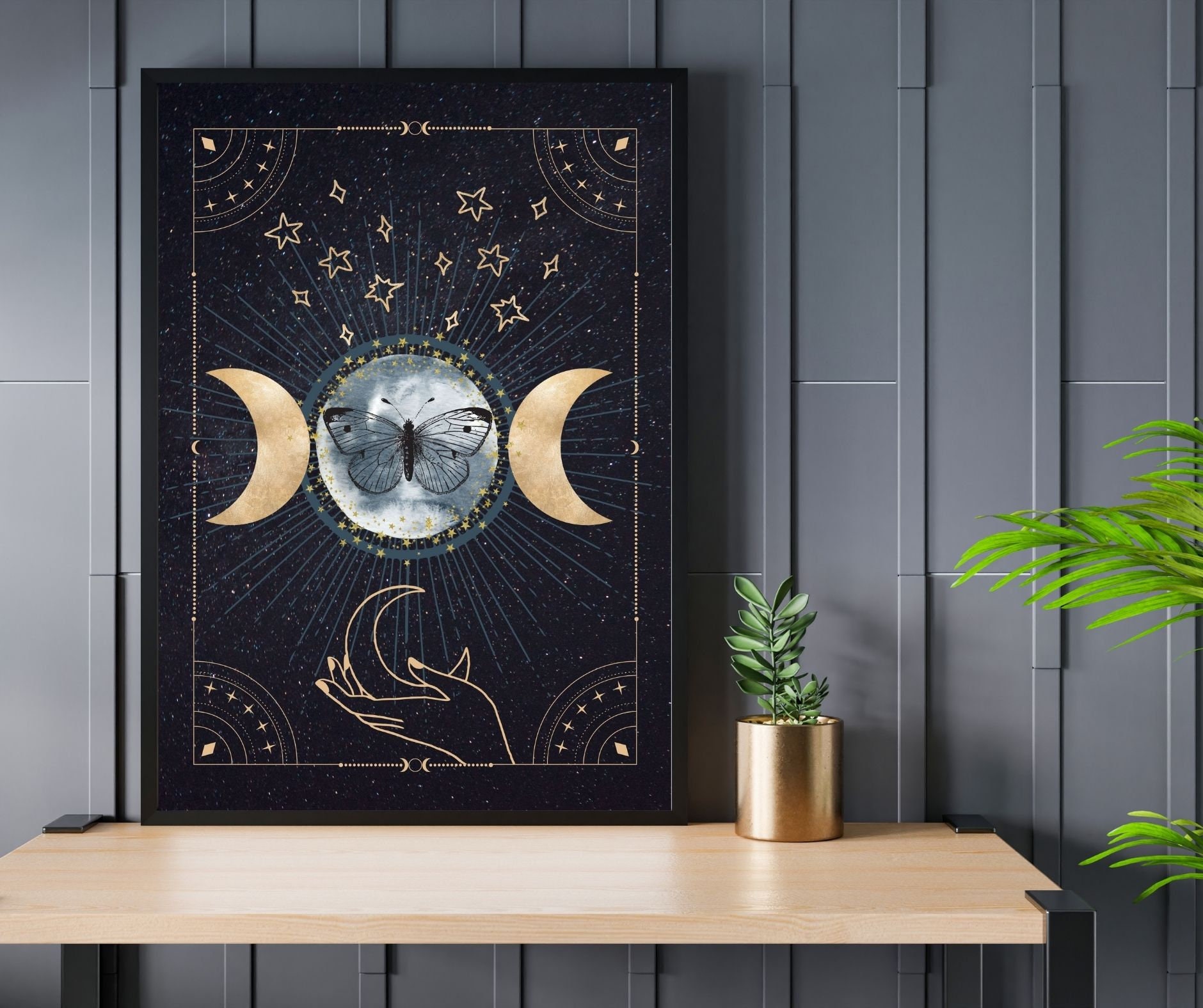 Triple Moon Goddess Print, Triple Moon, Triple Goddess Art, Sun Goddess ...