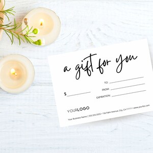 Gift Certificate Template Printable, Editable Gift Certificate Template with Logo, Editable Gift Card, Instant Download Gift Voucher
