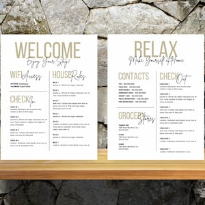 Airbnb Welcome Sign Template| Welcome Guide AirBnB| Airbnb Rental Check Out Instruction Sign|House Rules |Airbnb WIFI sign Template