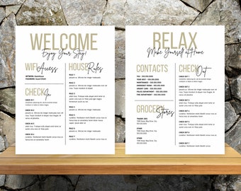 Airbnb Welcome Sign Template: House Rules & Wifi (Digital Download)