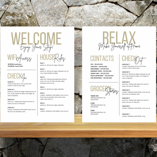 Airbnb Welcome Sign Template| Welcome Guide AirBnB| Airbnb Rental Check Out Instruction Sign|House Rules |Airbnb WIFI sign Template
