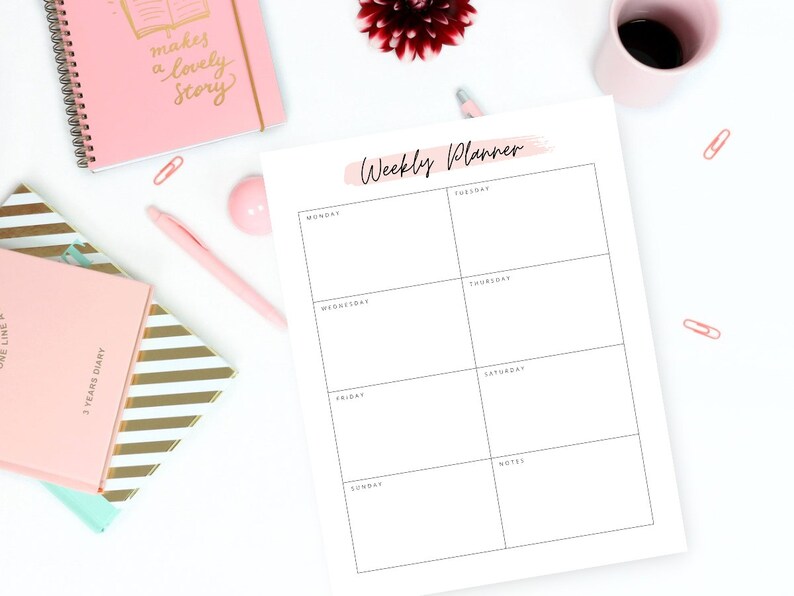 Weekly Planner Printable to Do List Print at Home Diary Calendar Page ...