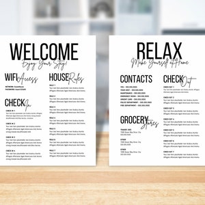 Airbnb Welcome Sign Template| Short Term Rental Welcome Guide | Airbnb Check Out Instruction |House Rules |Airbnb WIFI Sign Template