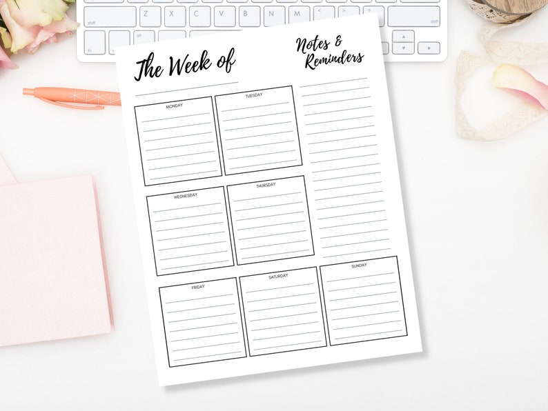 Weekly Planner Printable to Do List - Print at Home Diary Calendar Page ...