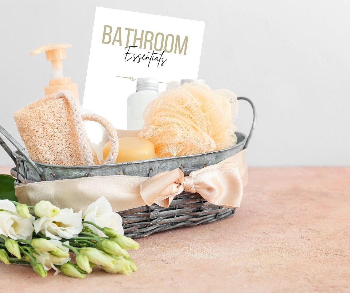 Airbnb, Airbnb Sign, Airbnb Basket Card, Rental Gift Basket, Airbnb Host, Airbnb Bathroom Basket ...