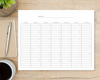 Modello di calendario vuoto a righe: planner mensile stampabile (8,5 x 11) (download digitale)