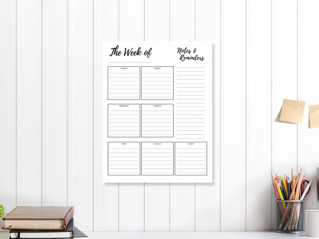 Weekly Planner Printable to Do List - Print at Home Diary Calendar Page ...