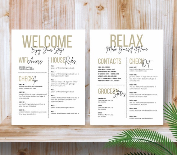 Airbnb Welcome Sign Template: Vacation Rental Guest Info (Printable PDF)