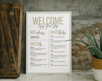 Airbnb Welcome Sign Template: Vacation Rental Guest Info (Digital Download)