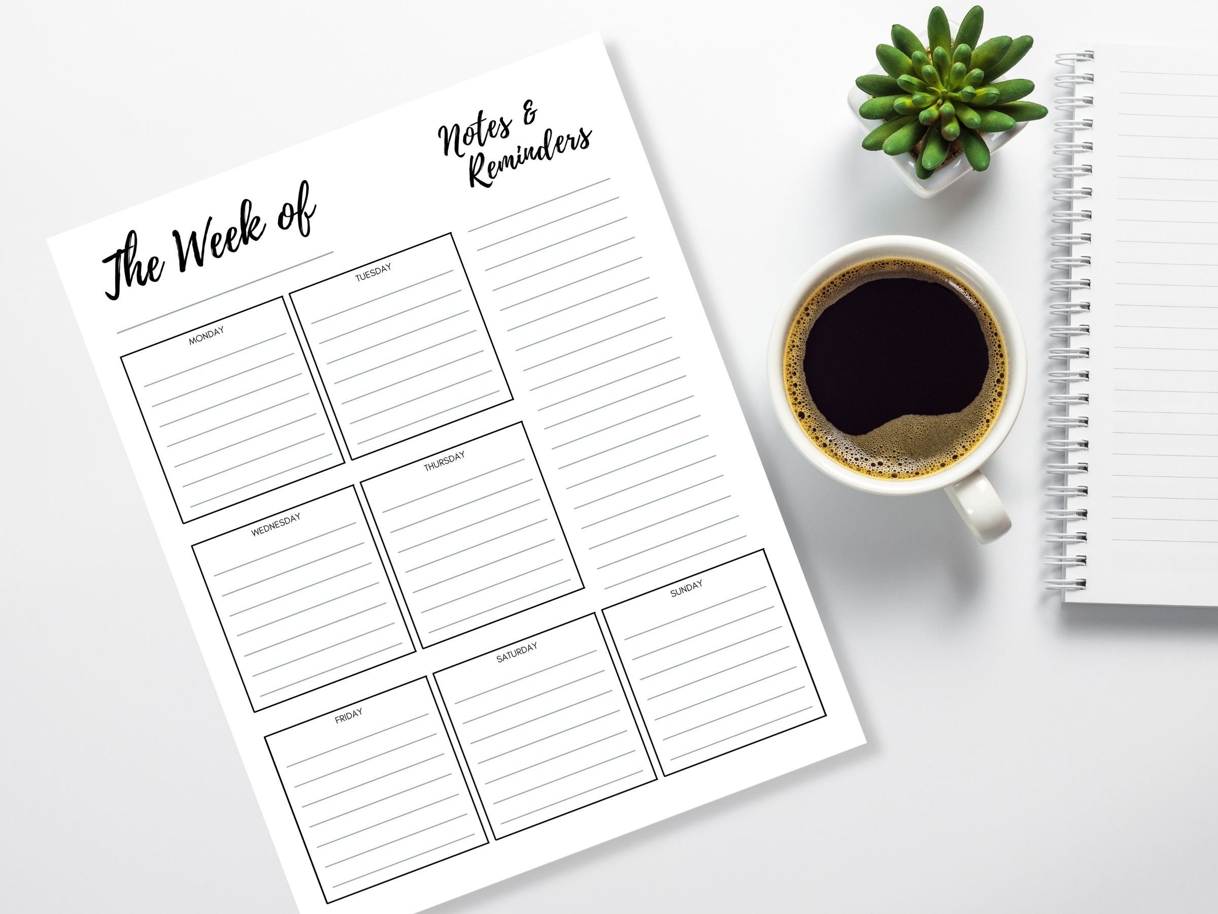 Weekly Planner Printable to Do List - Print at Home Diary Calendar Page ...