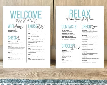 Airbnb Welcome Sign Template: House Rules & Wifi (Digital Download)