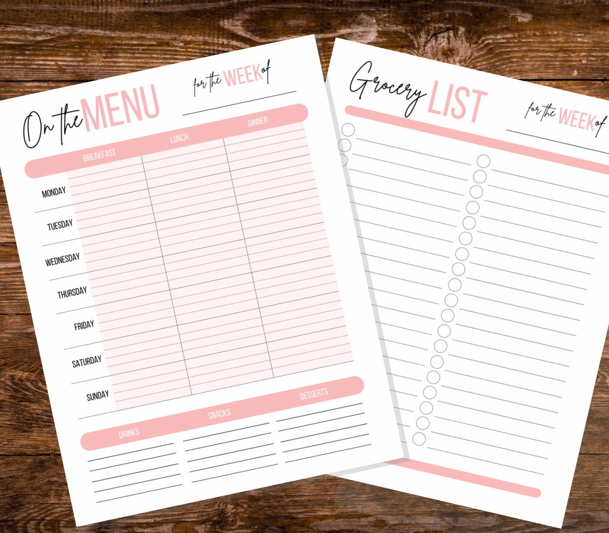Weekly Meal Planner Printable With Grocery List Printable, Weekly Menu ...
