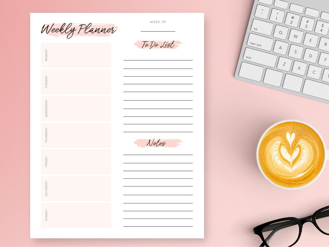 Weekly Planner Printable to Do List Print at Home Diary - Etsy