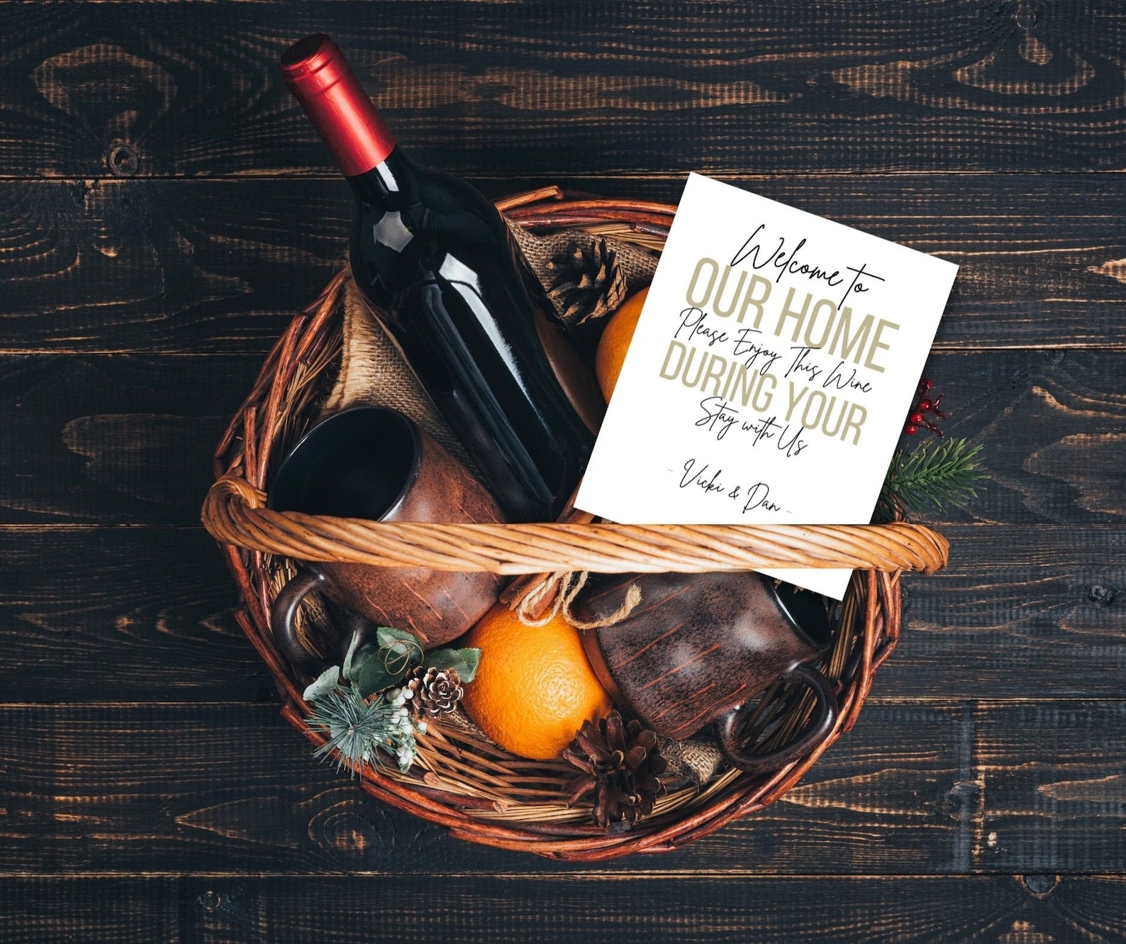 Airbnb, Airbnb Sign, Airbnb Gift Basket Card, Rental Gift Basket