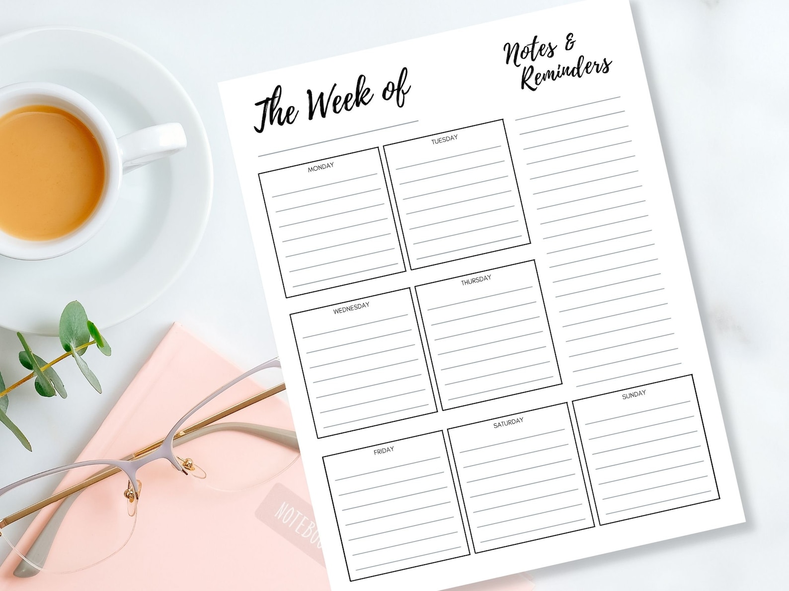 Weekly Planner Printable to Do List - Print at Home Diary Calendar Page ...