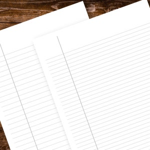Set of 2 Lined Letter Writing Paper, 8.5 x 11 in, US Letter, Printable, Journal Page, Notepad Paper, Journal Paper, Lined Paper, Wide Rule