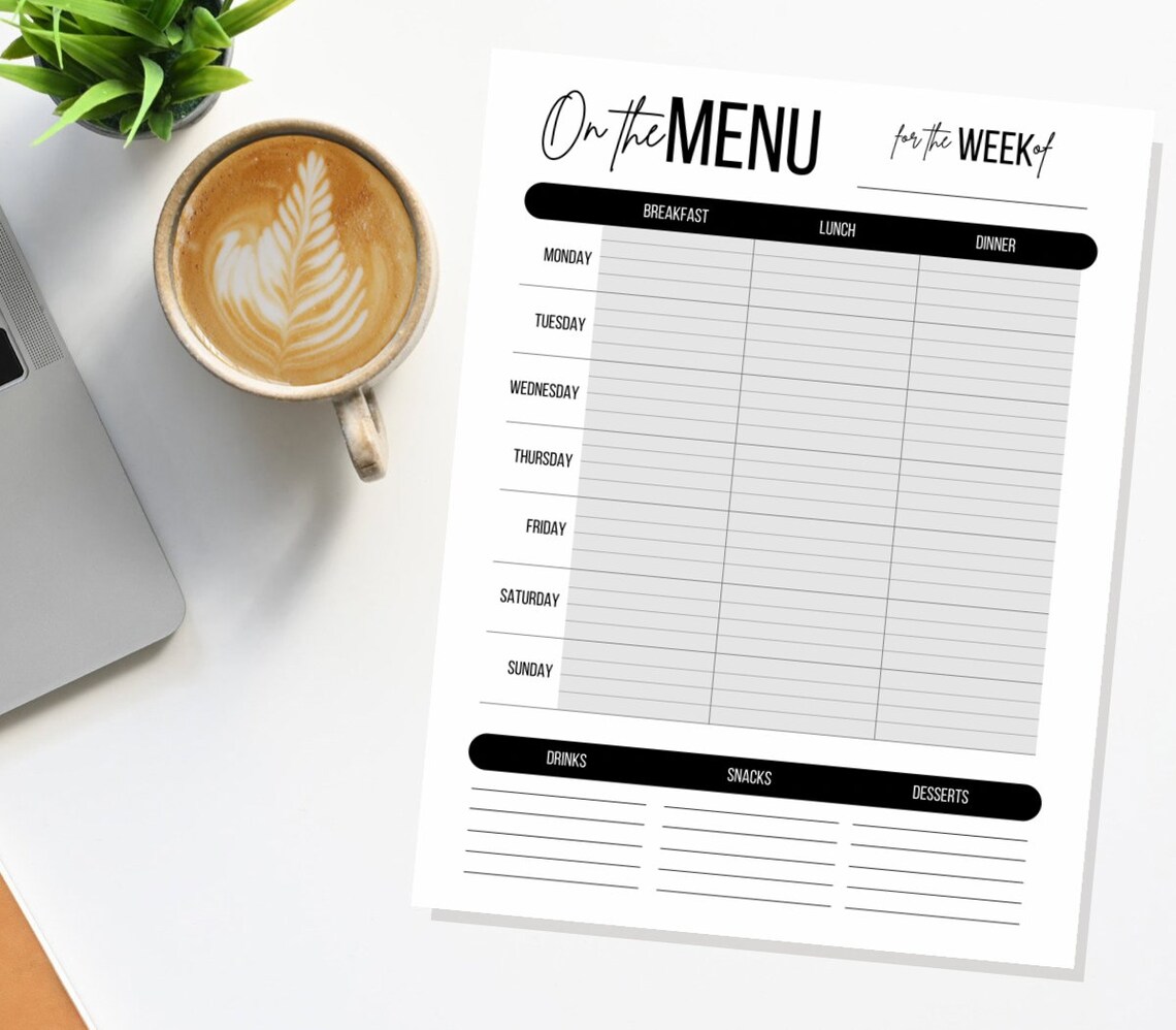 Weekly Meal Planner Printable With Grocery List Printable, Weekly Menu ...