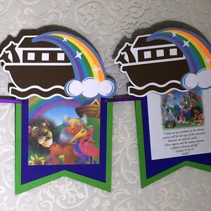 Noah's ARK Designer Banner ~ Noah Ark Rainbow Animals ~ Colorful Story ...