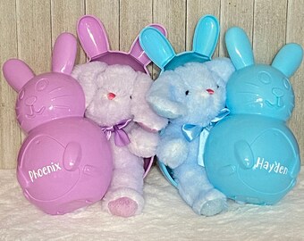 Set of Three Vintage Plastic Bunny Candy Holders Easter Unlimited Inc.