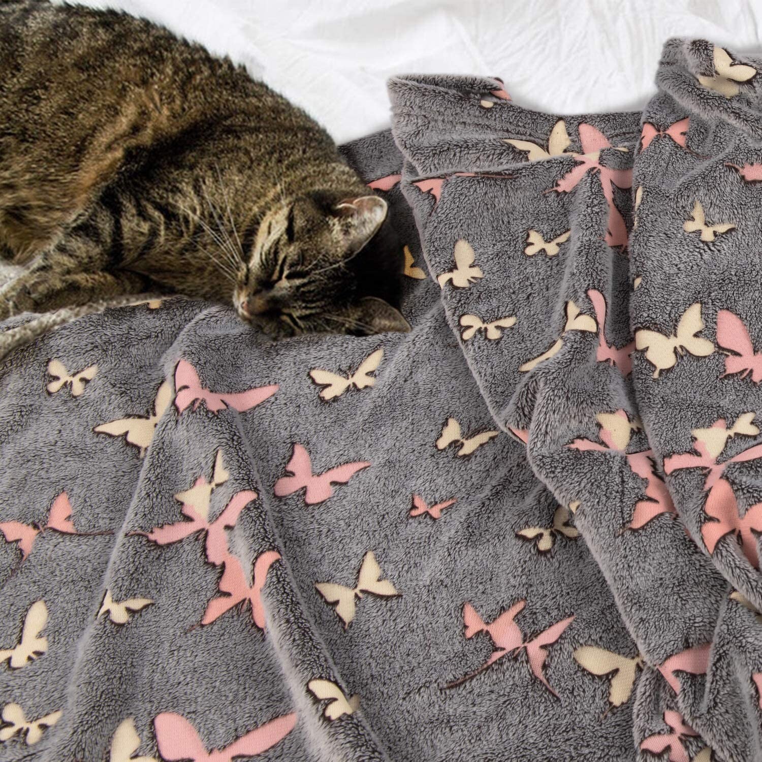 Glow in the dark Custom embroidered BUTTERFLY throw blanket with Any Name