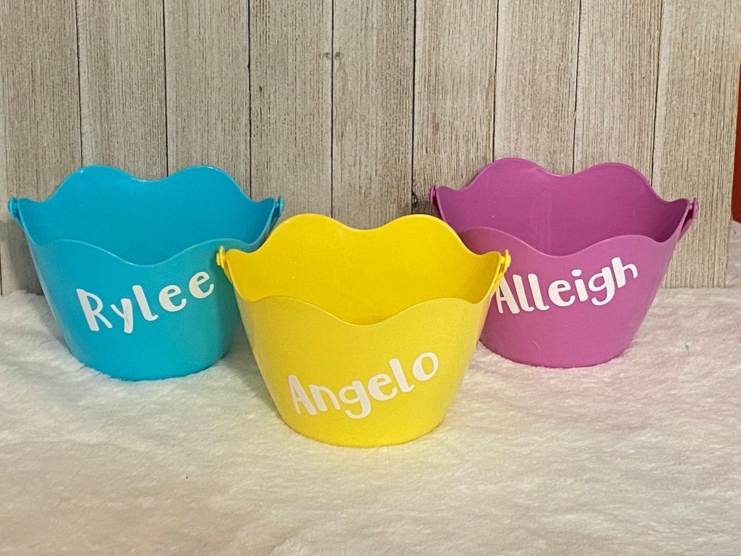 CUSTOM Personalized Mini Plastic Easter Basket Buckets Pink, Blue, Purple or Yellow ANY NAME Etsy