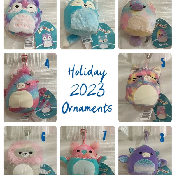 CUSTOM Personalized MINI 4 inch Limited Edition Seasonal Squad 2023 Squishmallow Christmas ornaments New with Bio Tags - with Any Name