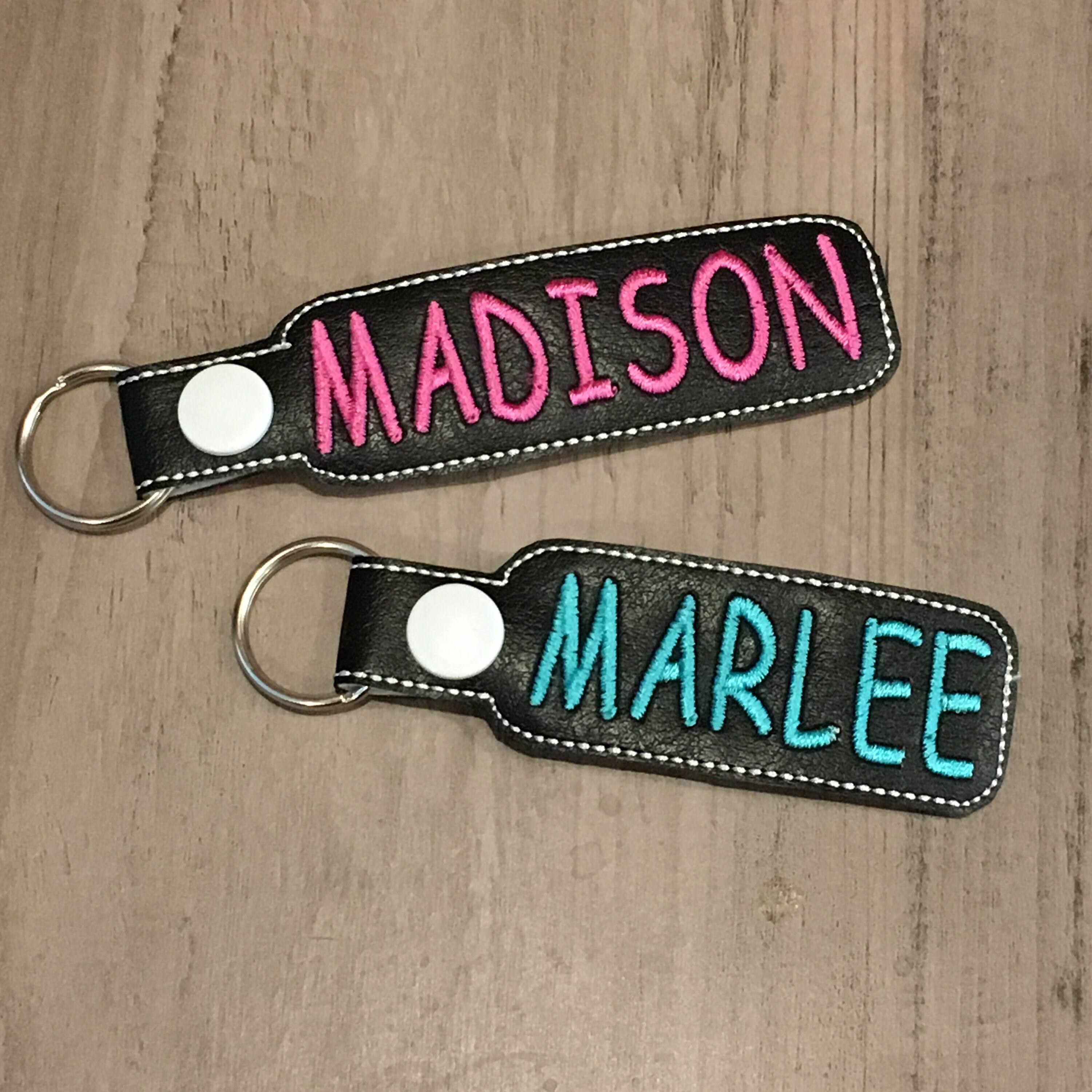 CUSTOM Embroidered Name Keychain Key fob backpack charm Etsy