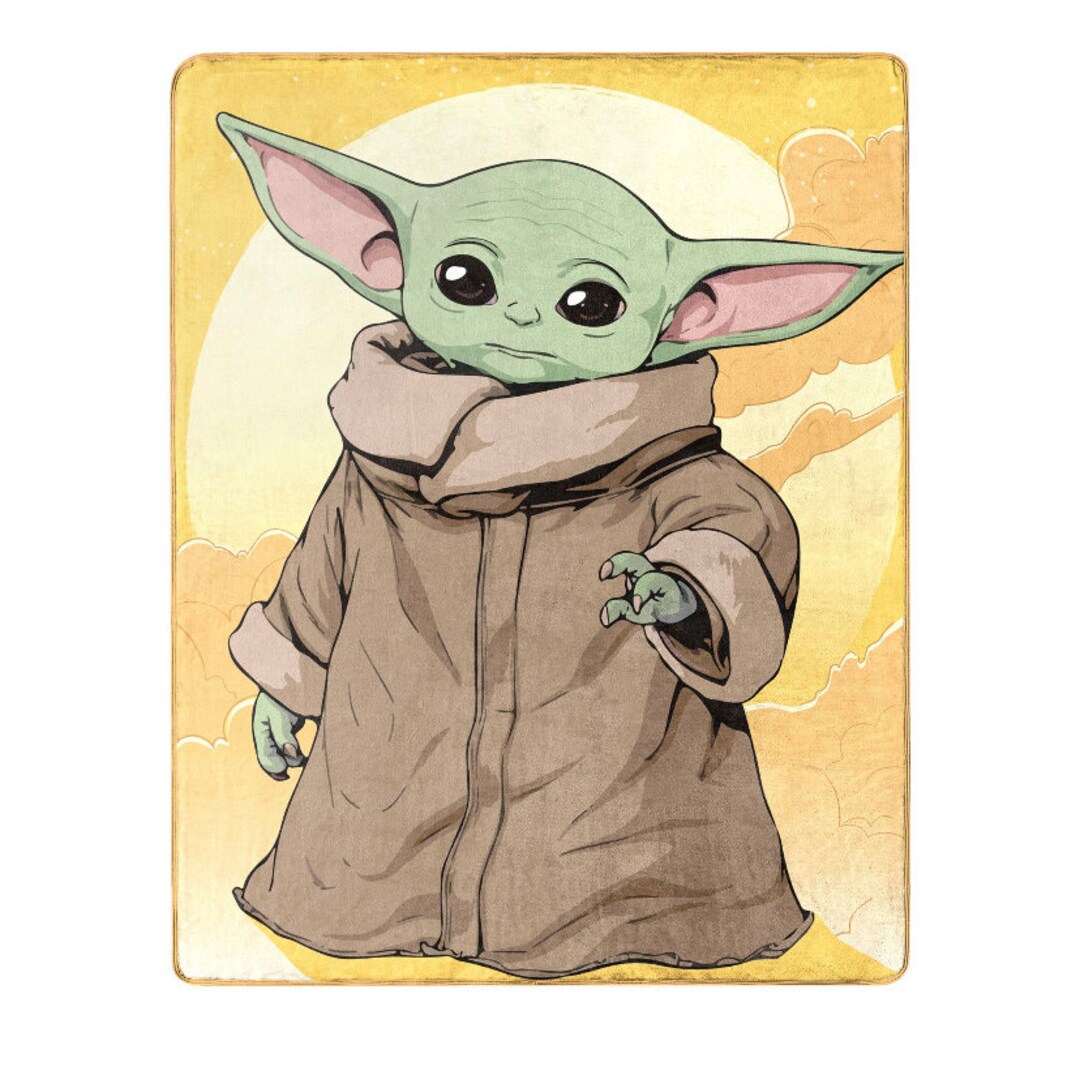 Custom Embroidered Plush Baby Yoda Mandalorian Star Wars Throw Blanket ...