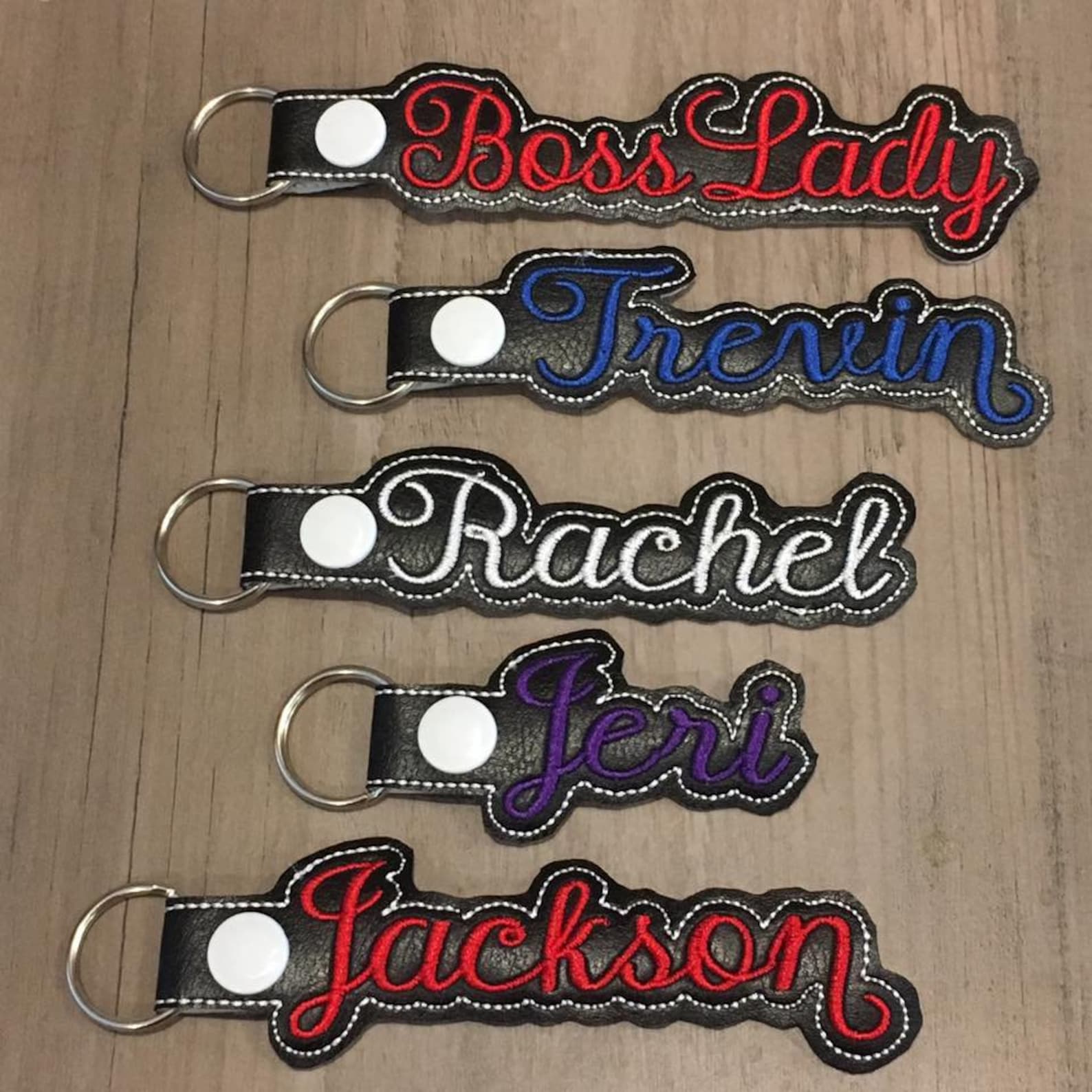 CUSTOM Embroidered Name Keychain Cursive Font any name Etsy