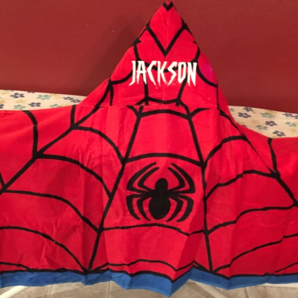 Custom Embroidered Super Hero Spider Man Hooded Towel ANY NAME