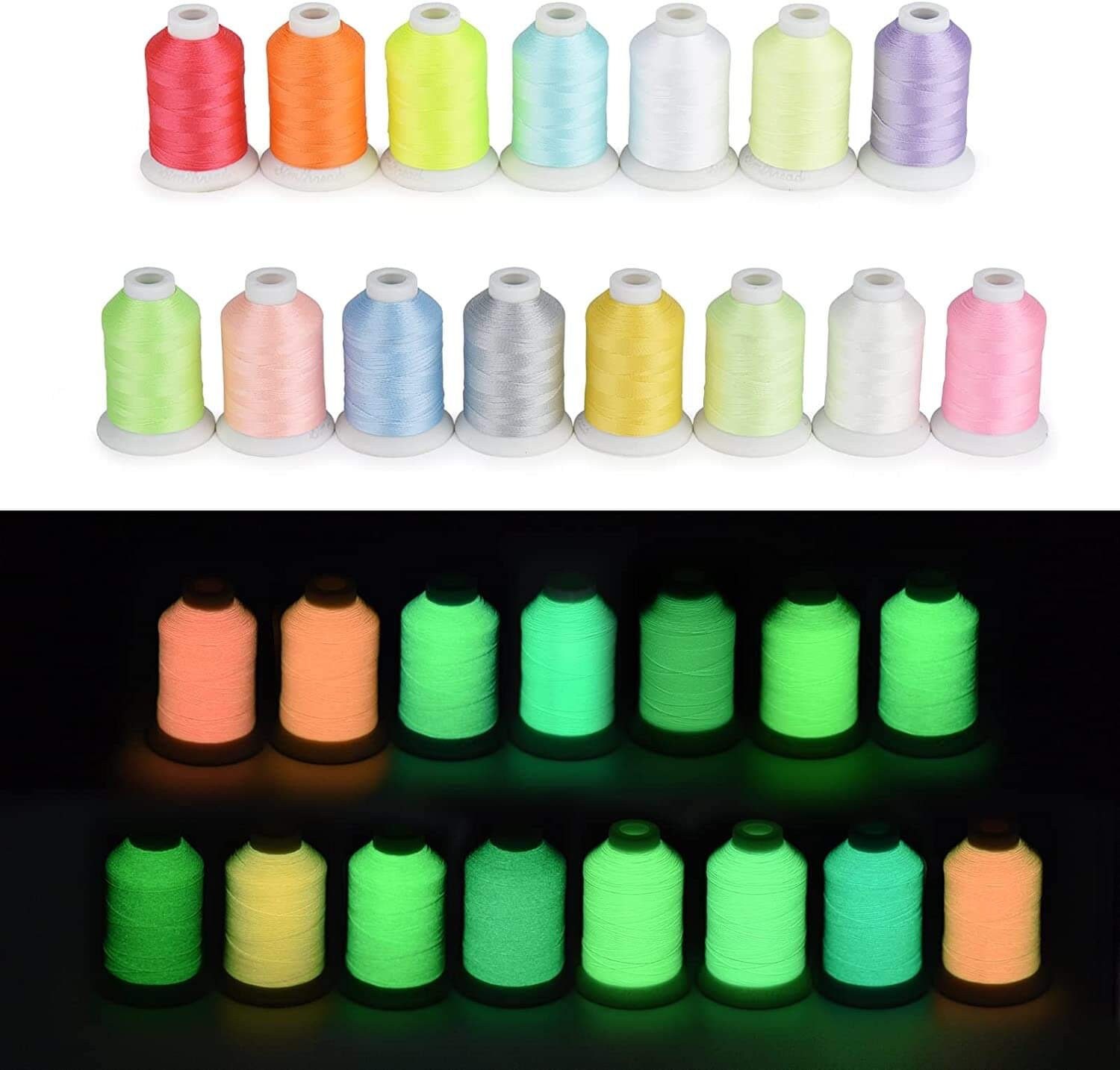 1000 Yards Spool Luminous Thread Glow In The Dark DIY Embroidery Cord Yarns