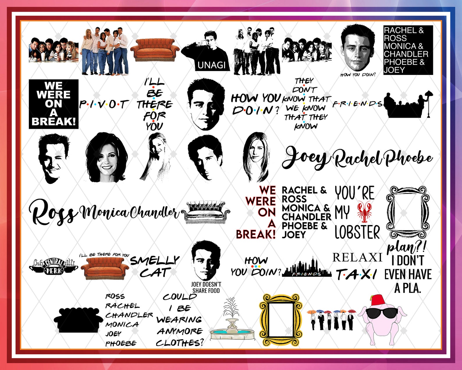100 Friends Clipart Friends Tv Show Clip Art Friends Cricut Etsy UK