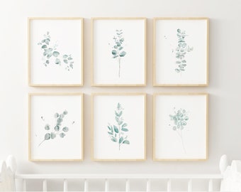 Eucalyptus set / Botanical / 6 illustrations / Plants / made in Quebec / art / minimalist style / Cynthia Paquette