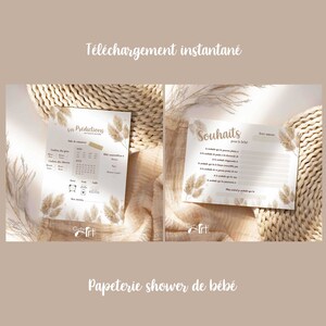 Duo cardboard predictions and pampas wishes / pregnancy and birth stationery in French / baby shower / baby shower games