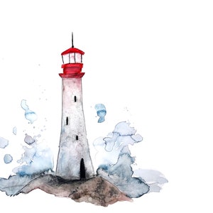 Lighthouse print / watercolor / reproduction / minimalist style / Cynthia Paquette image 2