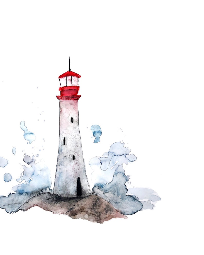 Lighthouse print / watercolor / reproduction / minimalist style / Cynthia Paquette image 2
