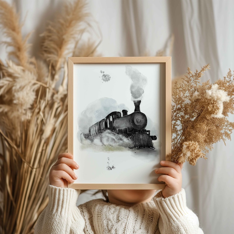 Set of 3 vintage train nursery print / Train nursery decor / Vintage train wall art / Travel boy nursery wall art / Steam train picture image 7