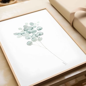 Watercolor eucalyptus branch print | minimalist botanical wall art | nursery & kids room decor | Printable digital download