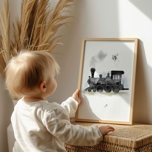 Set of 3 vintage train nursery print / Train nursery decor / Vintage train wall art / Travel boy nursery wall art / Steam train picture image 6