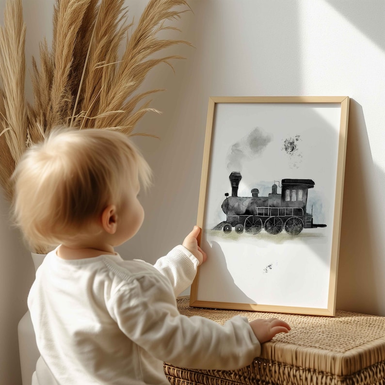 Set of 3 vintage train nursery print / Train nursery decor / Vintage train wall art / Travel boy nursery wall art / Steam train picture image 6