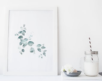 Eucalyptus print / botanical watercolor / reproduction / minimalist style / Cynthia Paquette