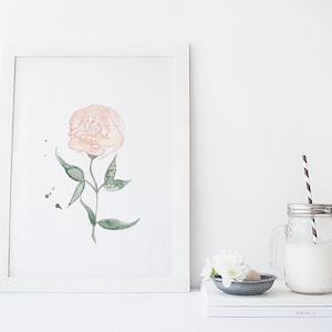 Affiche fleur rose aquarelle | Illustration douce et naturelle pour chambre enfant | Décoration murale florale apaisante et élégante