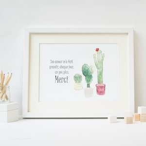 Thank you poster / Gift / educator / teacher / daycare / Cynthia Paquette / poster cactus / watercolor cactus
