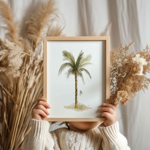 Watercolor Palm Tree Printable Print | Beach Nursery Decor | Kids Room Tropical Art | Printable Exotic Wall Art | Coastal Playroom Decor