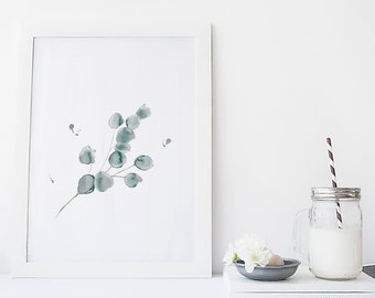 Eucalyptus print / botanical watercolor / reproduction / minimalist style / Cynthia Paquette