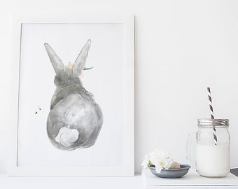 Bunny tail / Bunny flower crown / animal / watercolor / handmade / made in Quebec / art / minimalist style / Cynthia Paquette